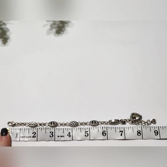 Brighton Ellington Silver Pl Bracelet with Hope Love Heart Charm Toggle Clasp‎ - Picture 4 of 4